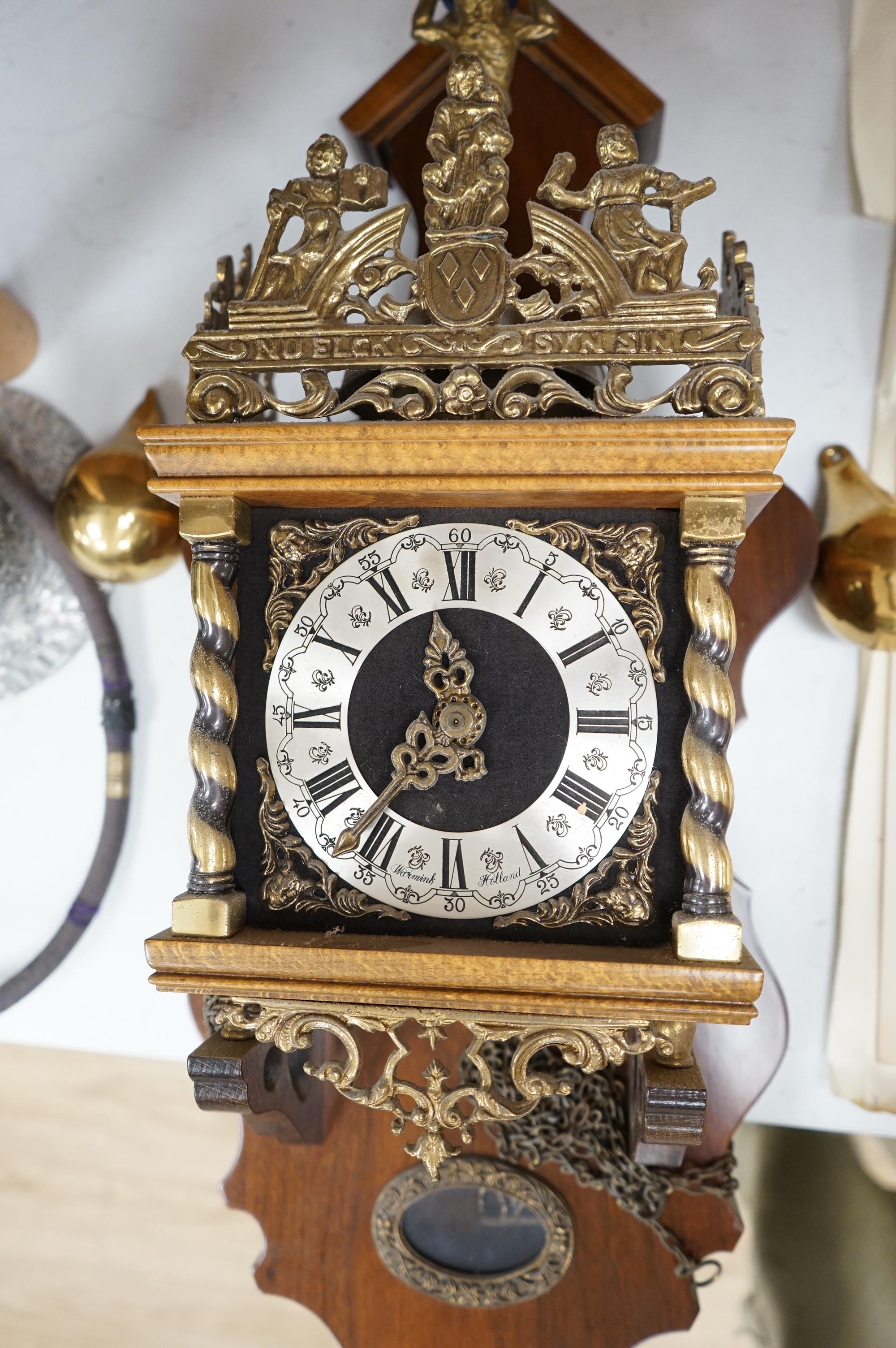 A reproduction Dutch style wall clock, 62cm